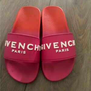 Givenchy orange/pink rubber slides W BOX & DUSTBAGS